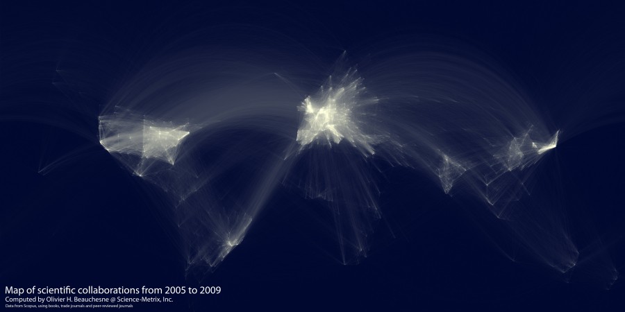 Kort over de byer i verden der samarbejde videnskabeligt